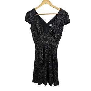 Dress the Population Sequin Mini fit flare black Dress Size XS